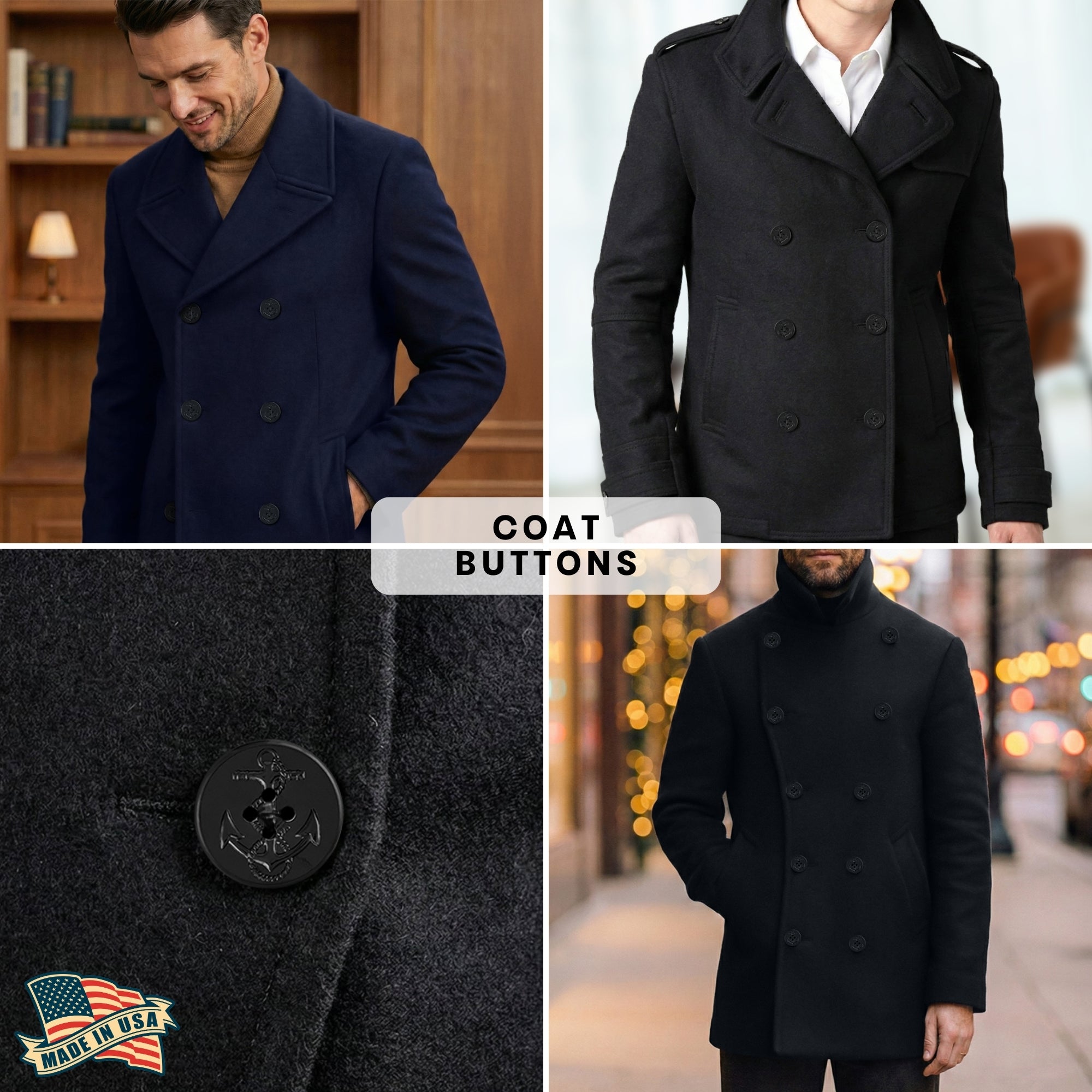 Buttonshop Anchor Insignia Pea Coat Buttons