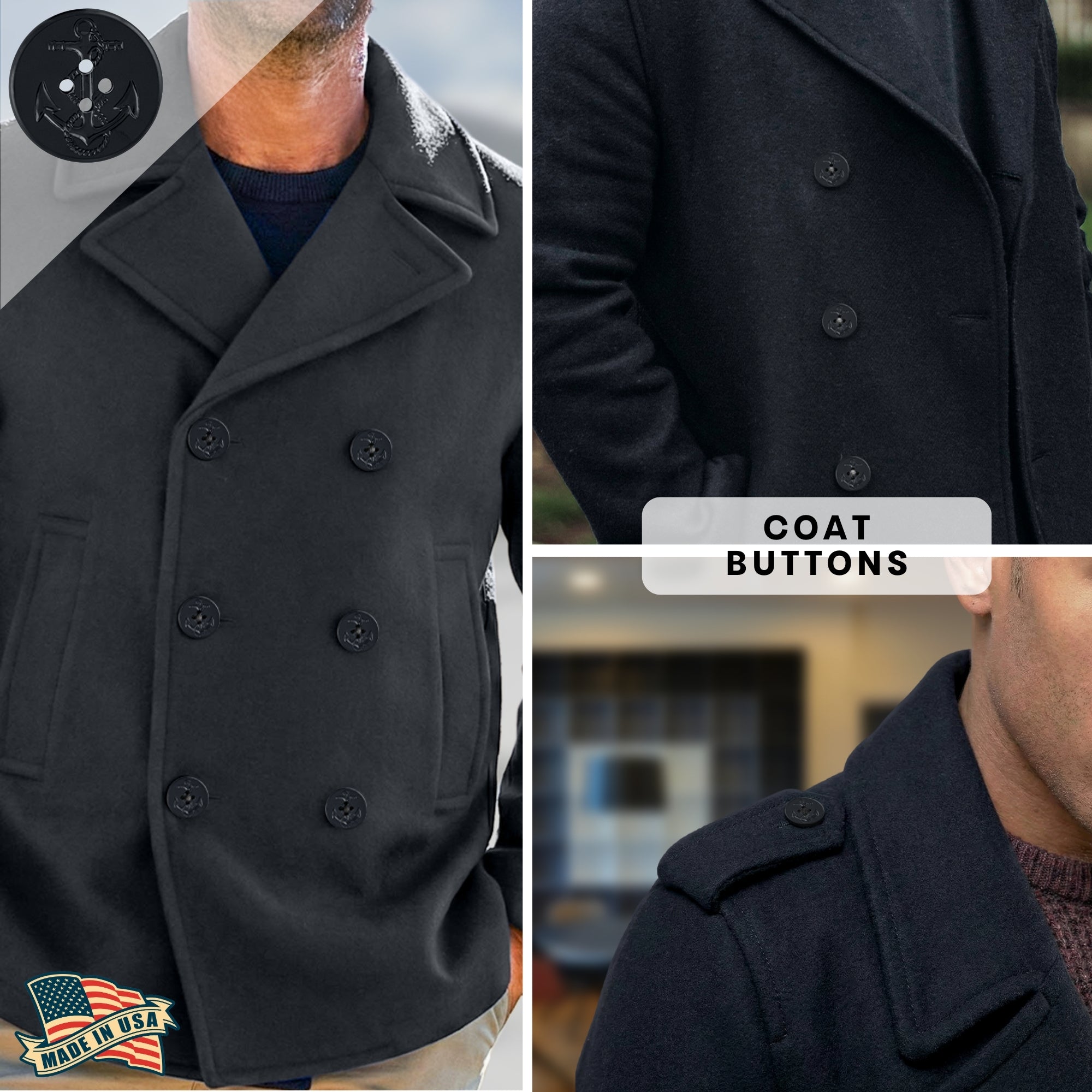 Buttonshop Anchor Insignia Pea Coat Buttons