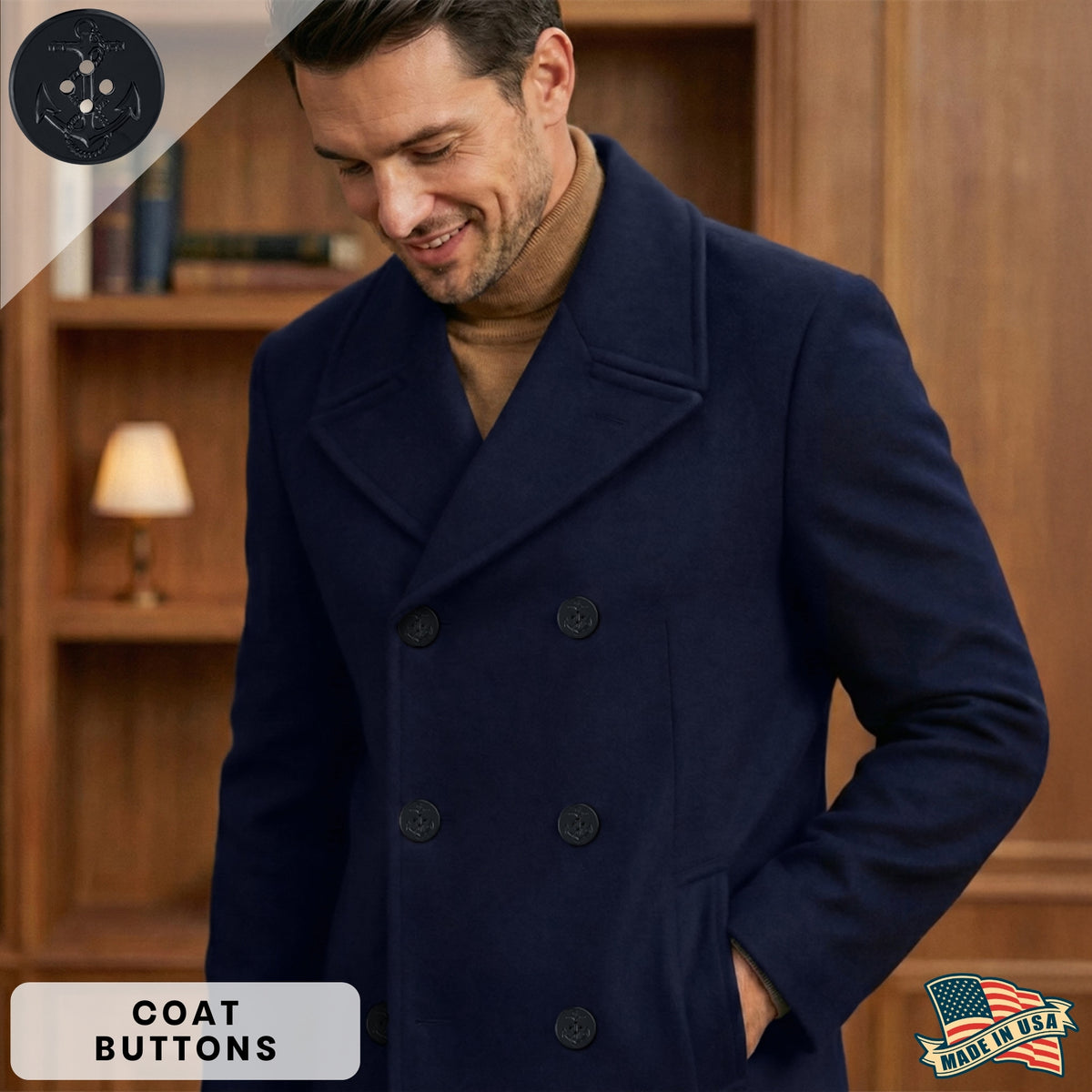 Buttonshop Anchor Insignia Pea Coat Buttons