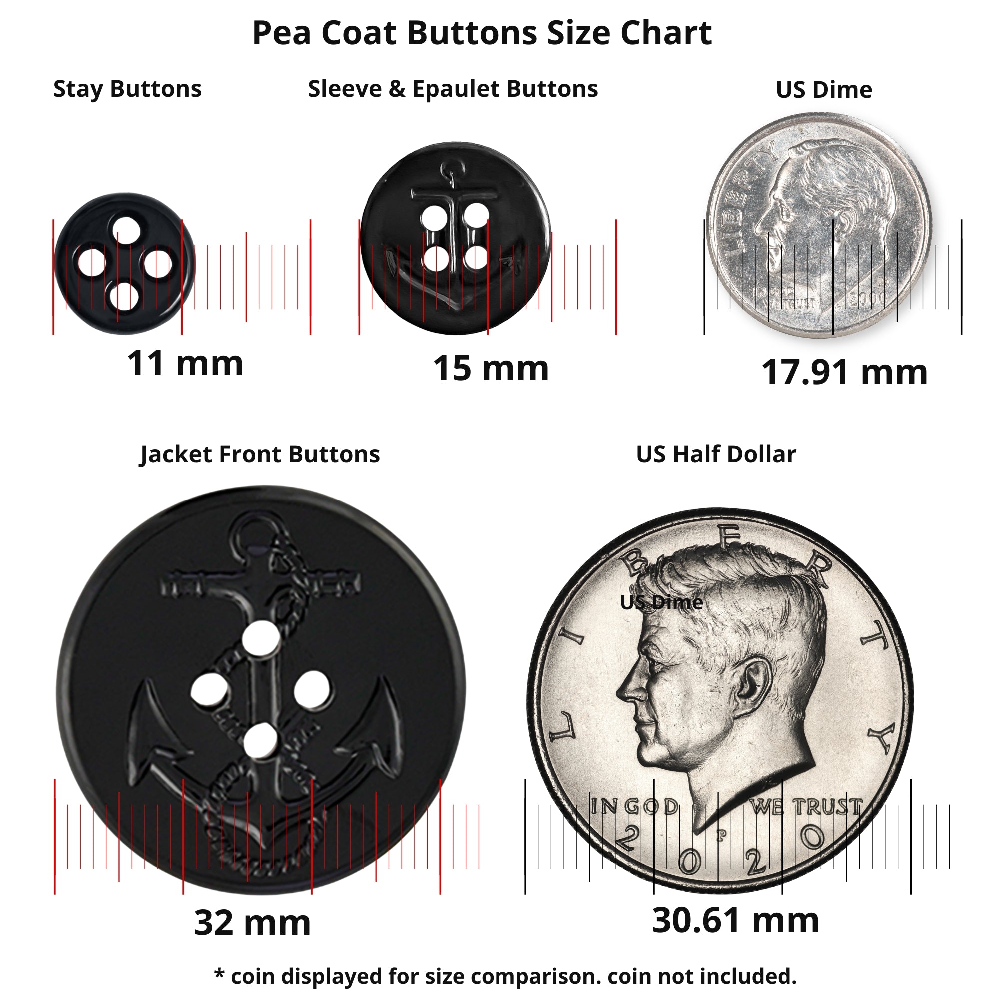 Buttonshop Anchor Insignia Pea Coat Buttons
