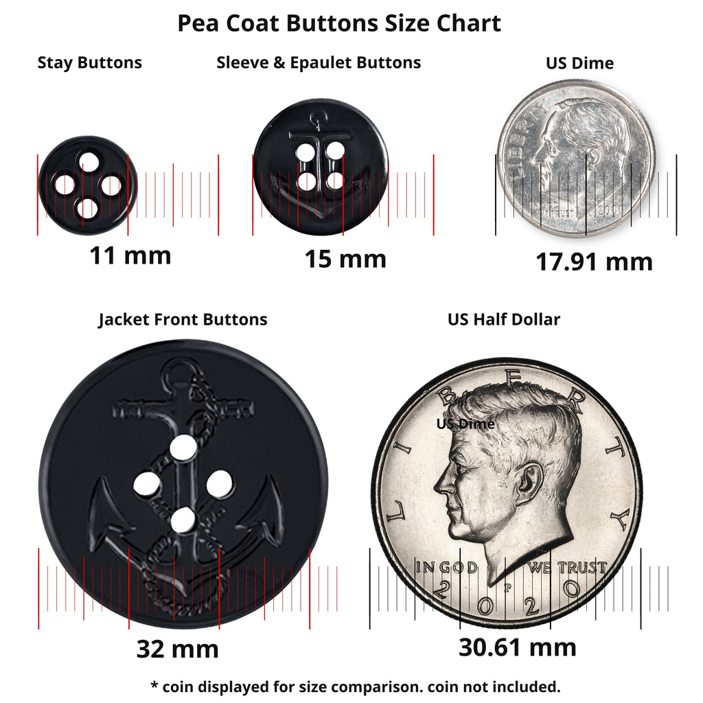 Buttonshop Anchor Insignia Pea Coat Buttons