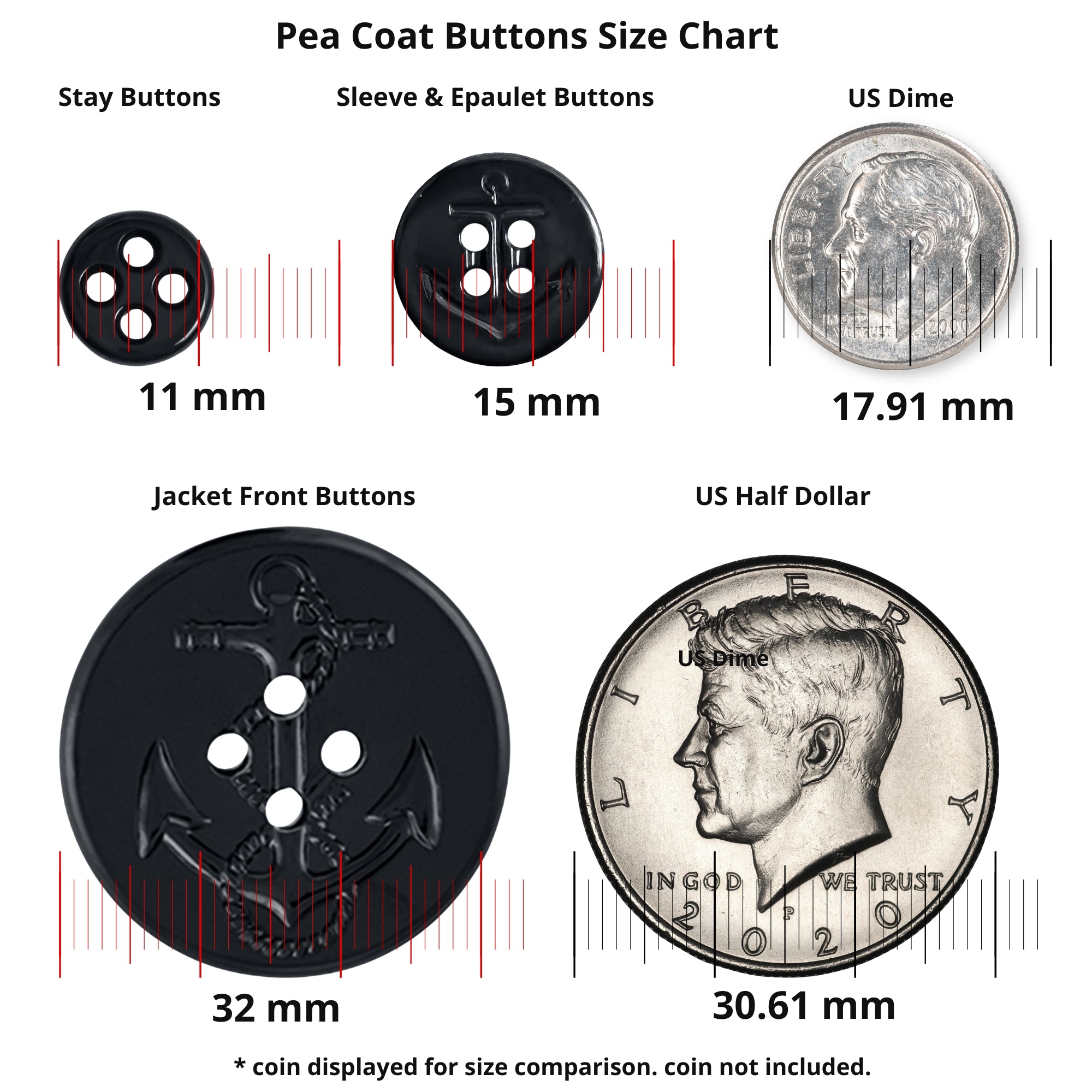 Buttonshop Anchor Insignia Pea Coat Buttons